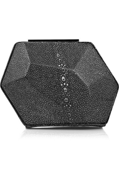 Black leather clutch